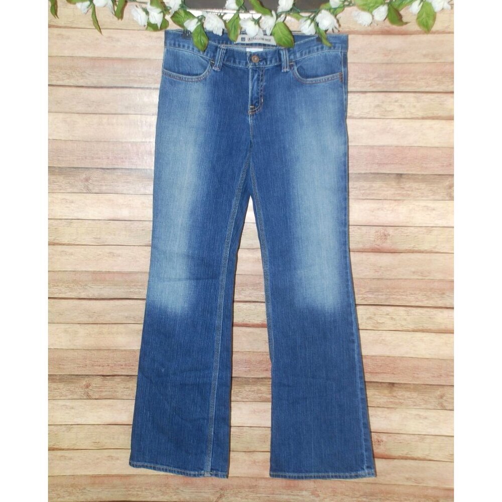 Vintage Gap Ultra Low Rise Flare Stretch Jeans Size 8 Blue Denim Y2K Style Retro